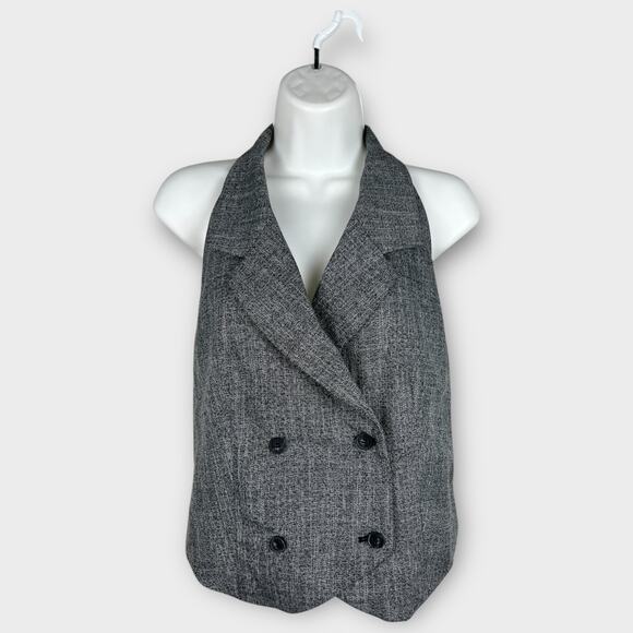 Worthington Double Breasted Collared Black White Tweed Career Vest Size 8 Preppy - Picture 1 of 7